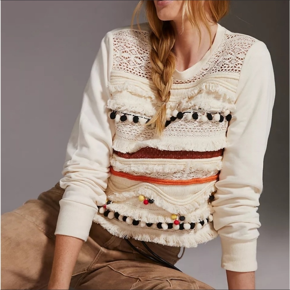 NWT Anthropologie Flower that girl sweater XXS